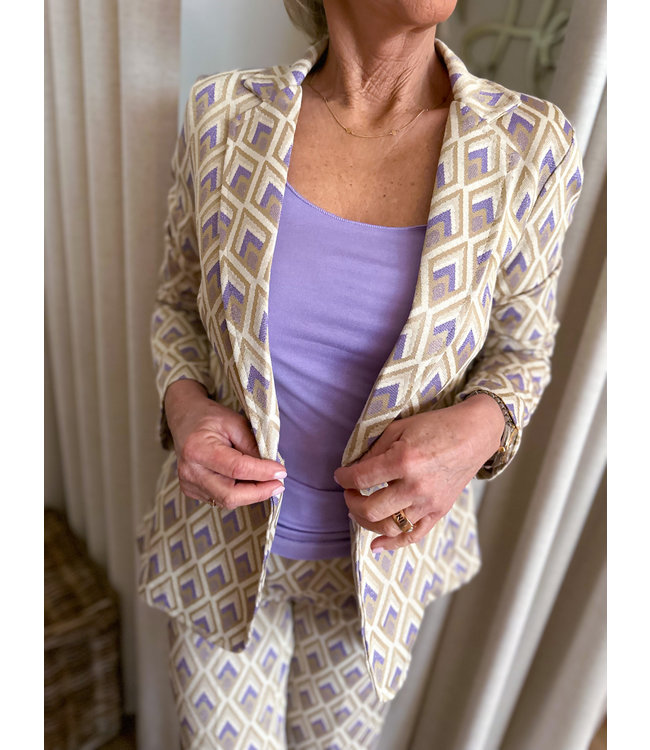 Glitter Detail Suit Blazer - Lilac