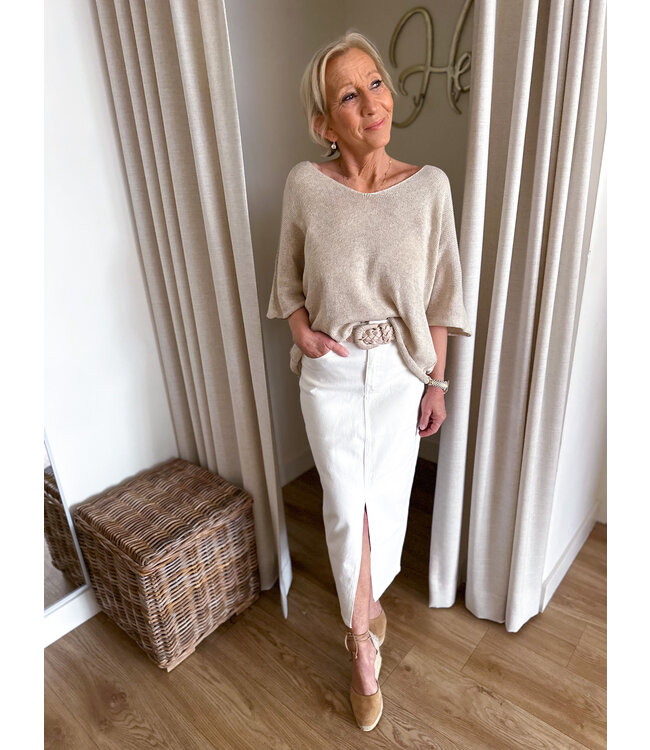 Denim Pencil Skirt - White