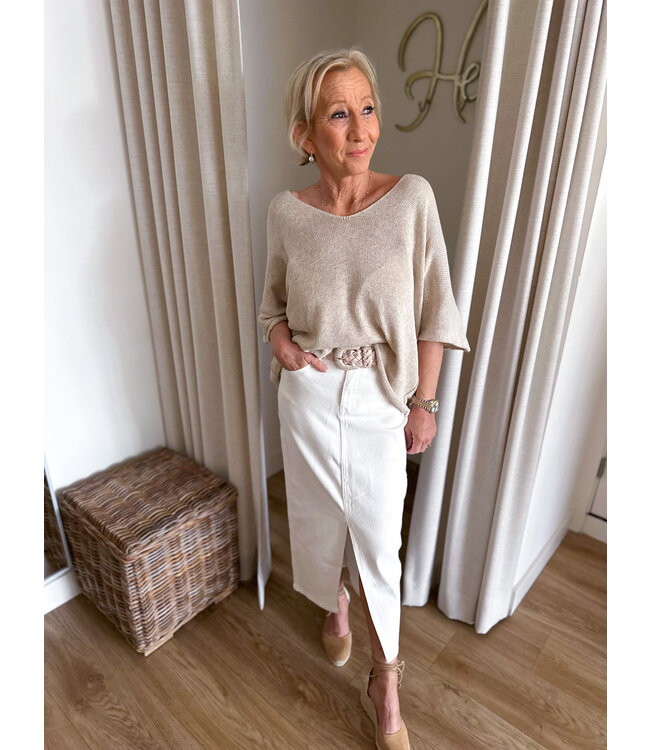 Denim Pencil Skirt - White