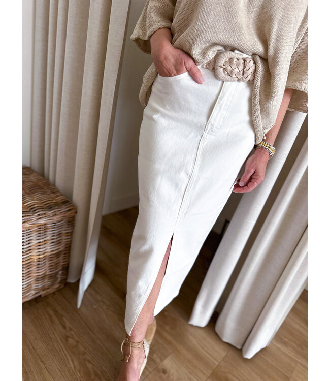 Denim Pencil Skirt - White