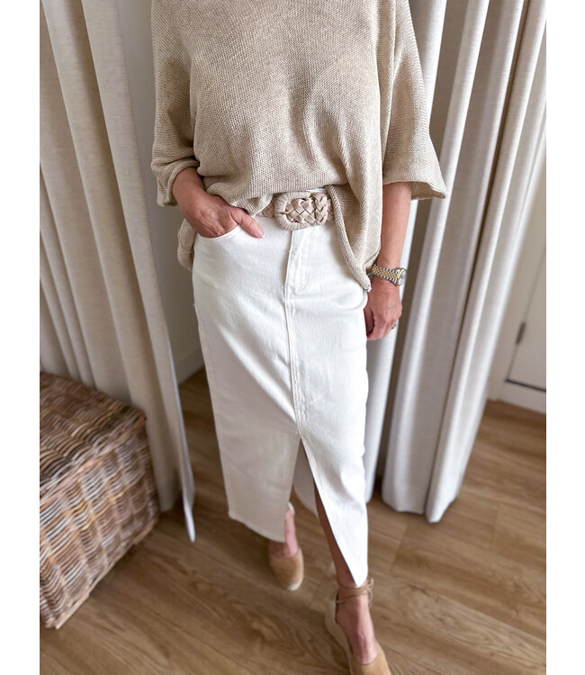 Denim Pencil Skirt - White