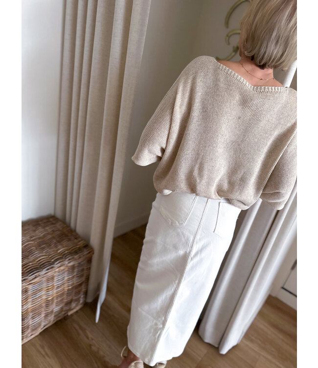 Denim Pencil Skirt - White