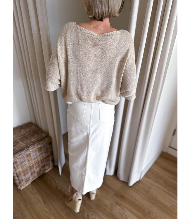 Denim Pencil Skirt - White