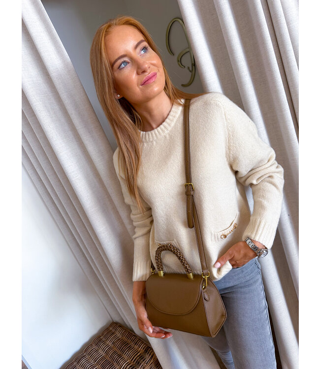 Gold detail pullover - Creme