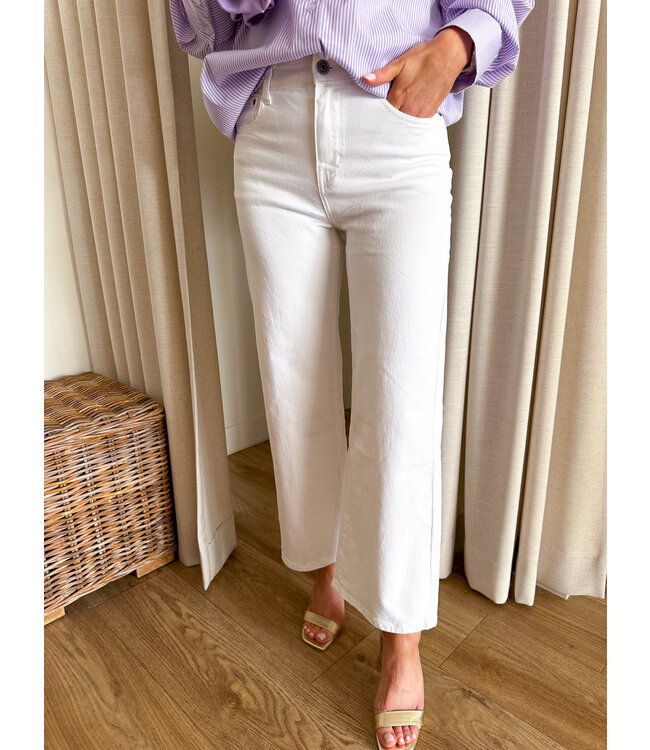 Cropped Wide Leg jeans - White