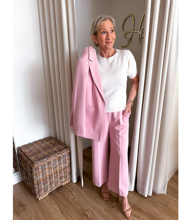 Textured Suit Trousers - Pink