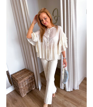 Wide Sleeve Blouse - Cream