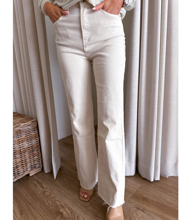 Wide Leg Jeans - Cream