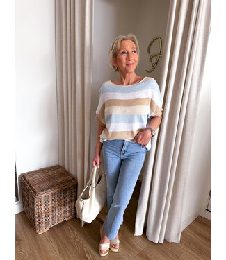 Striped Knit - Light Blue/ Beige