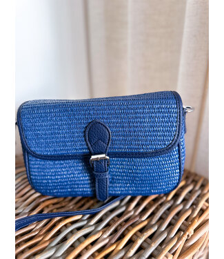 Cross Body Raffia Bag - Navy