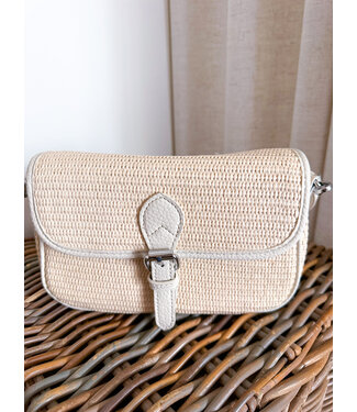 Cross Body Raffia Bag -  Beige