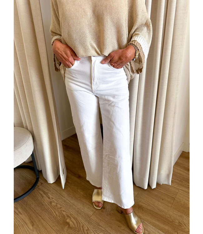 Cropped wide jeans - white