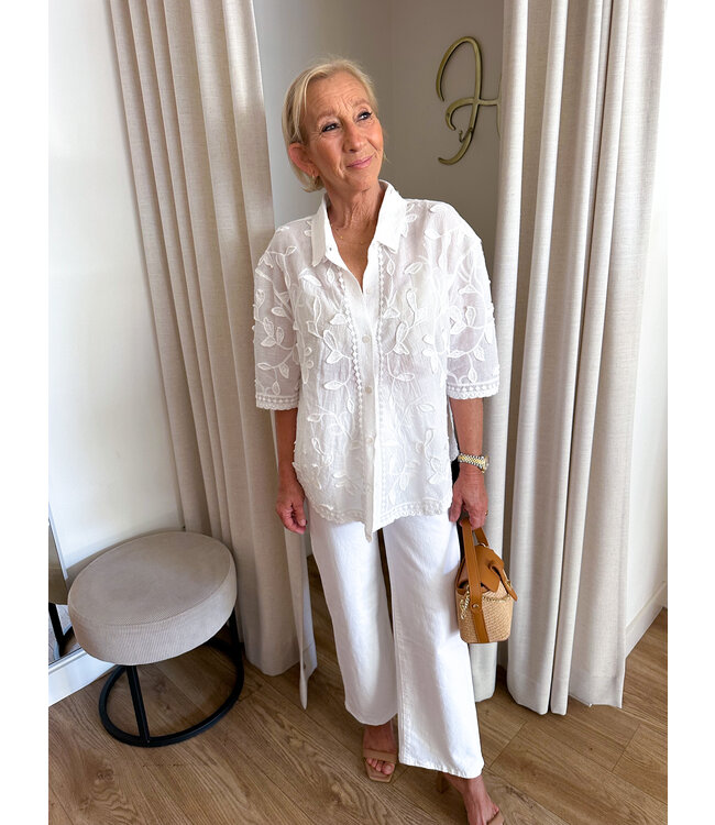 Cotton embroidery blouse - White