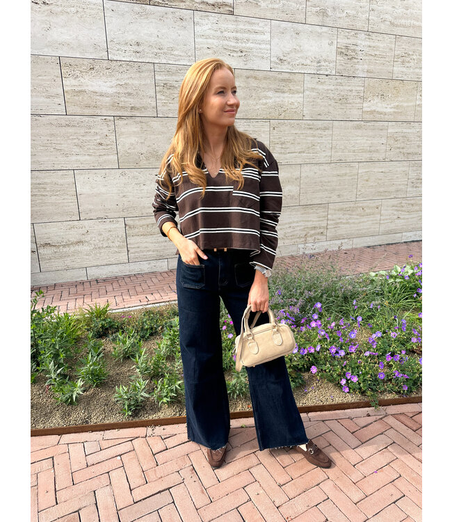 Striped polo - Dark brown