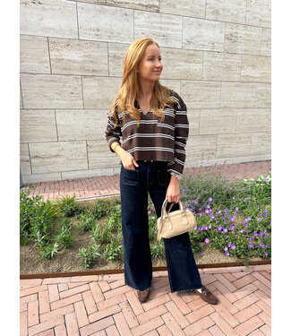Striped polo - Dark brown