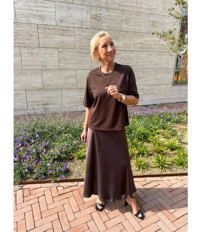 JUPE MIDI JANIALA  - CHOCOLAT