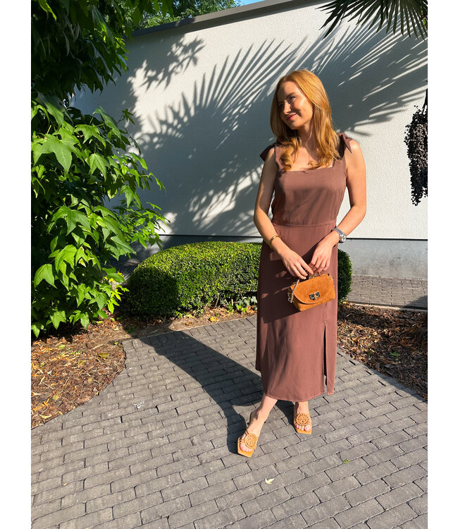 AN'GE ROBE LONGUE MANTIA - MARRON