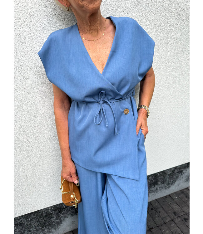 Wrap top - Denim blue