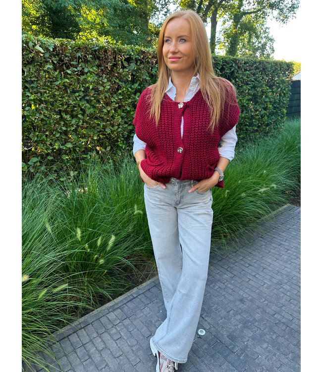 Oversized wool blend spencer - Burgundy