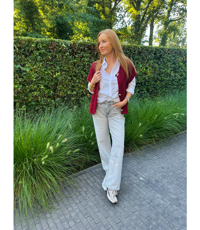 Oversized wool blend spencer - Burgundy