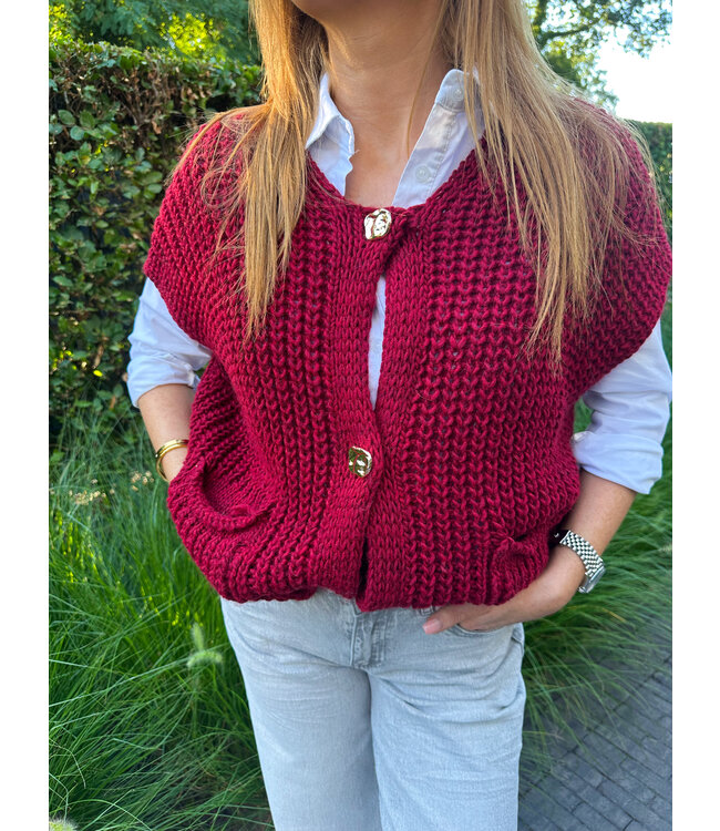 Oversized wool blend spencer - Burgundy