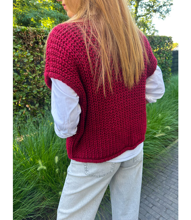 Oversized wool blend spencer - Burgundy