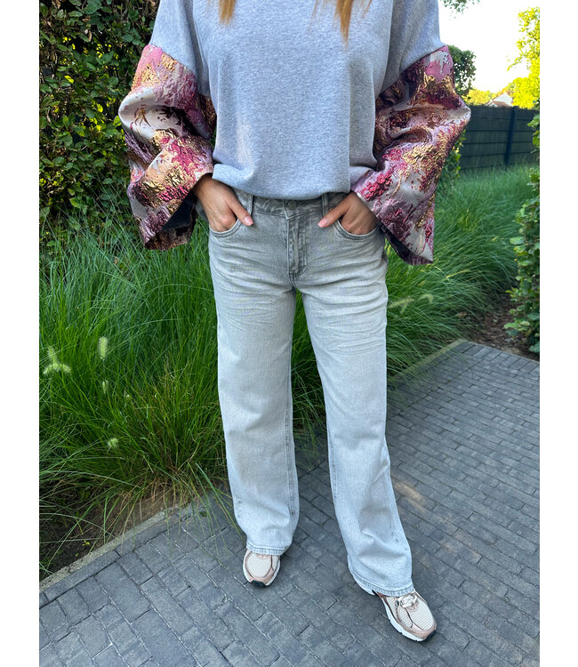 Wide leg jeans - light grey