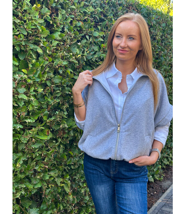 Short sleeves zip - Grey Melange