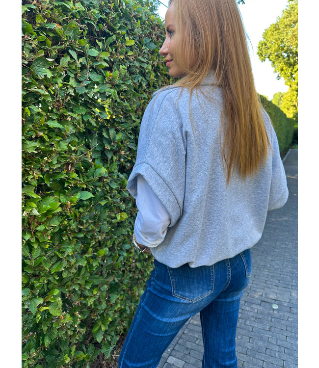 Short sleeves zip - Grey Melange