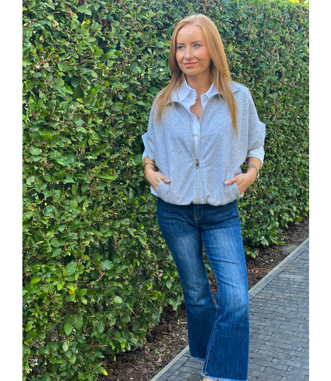 Short sleeves zip - Grey Melange