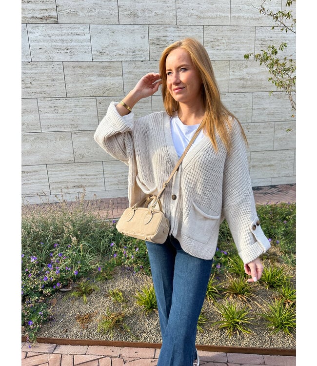 Chunky Knit cardigan -  Light beige