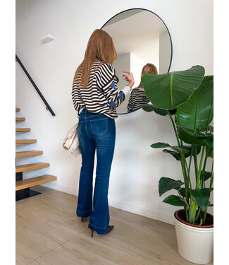 High Waisted Flared Jeans - Dark denim