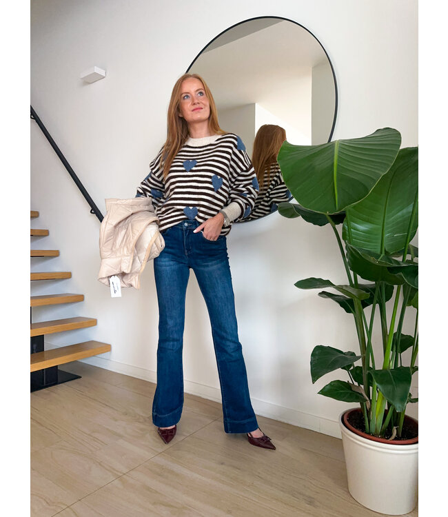 High Waisted Flared Jeans - Dark denim