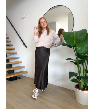 silk mid skirt -  chocolat