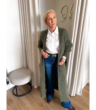 Long Mohair Gilet - army green