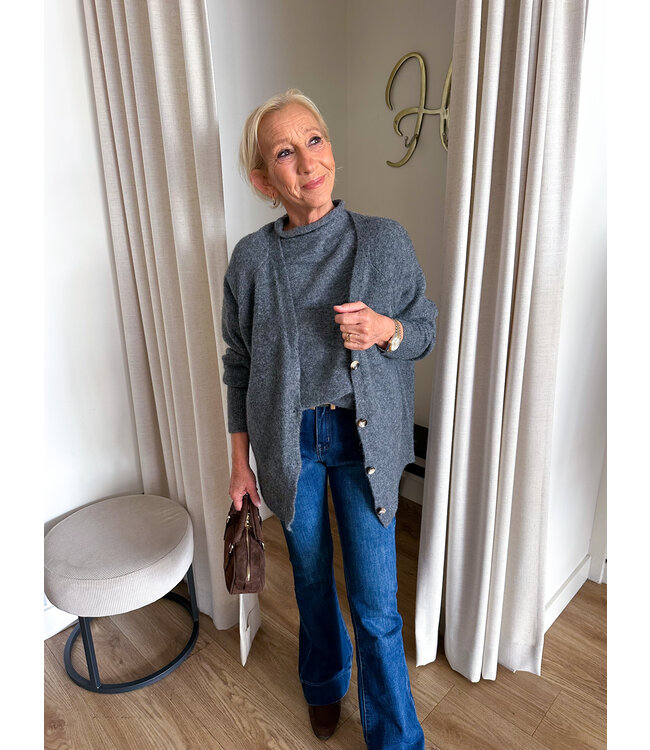 Soft cardigan knit -  Dark grey