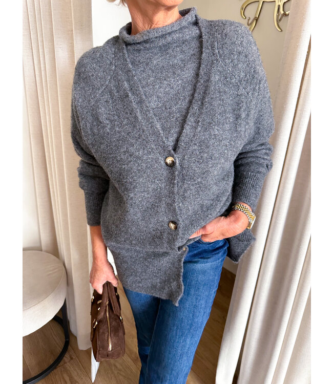 Soft cardigan knit -  Dark grey