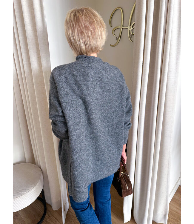 Soft cardigan knit -  Dark grey