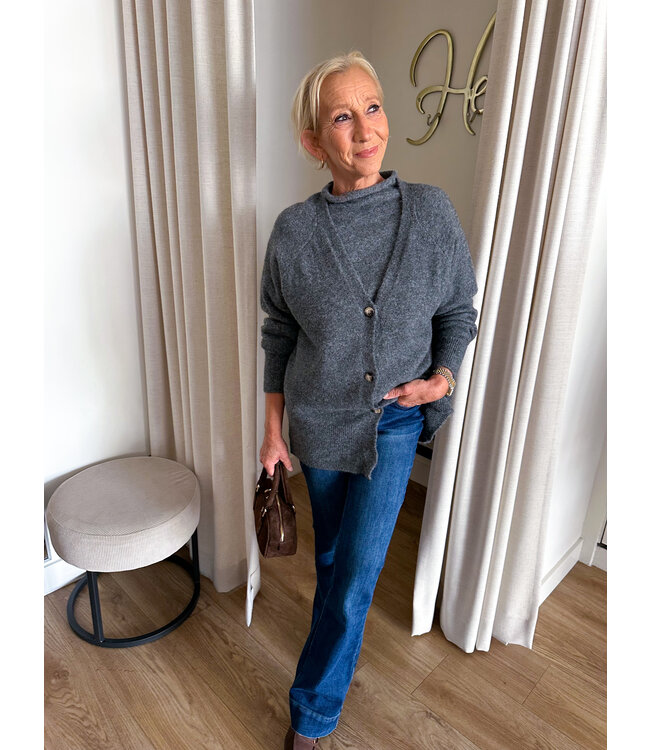 Soft cardigan knit -  Dark grey