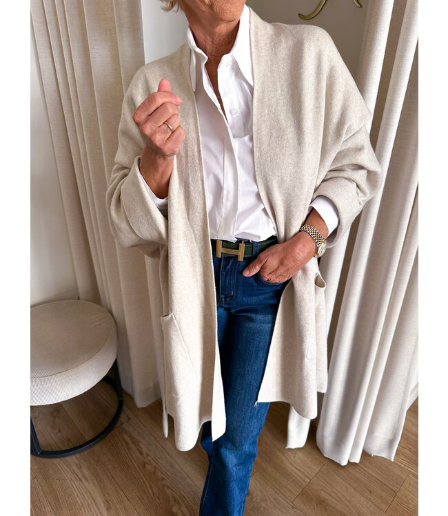 Loose fit tricot jacket - light beige melange