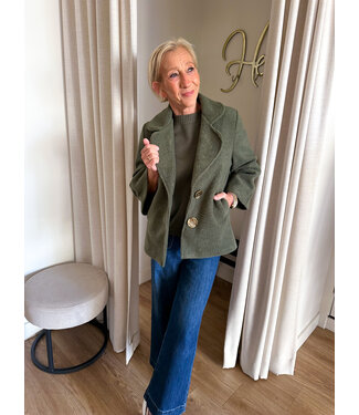 Bouclé coat -  Army green