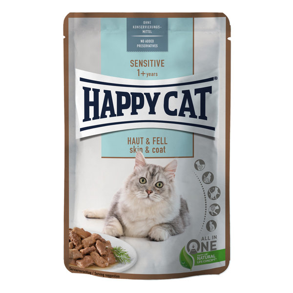 Happy Cat Sensitive Huid & Vacht Kattenvoer in Saus Adult 85 gram