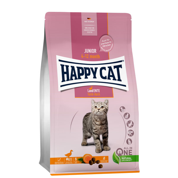 Happy Cat Happy Cat - Droog kattenvoer - Brokken - Eend - 4-12 maanden - 300 gram - Junior