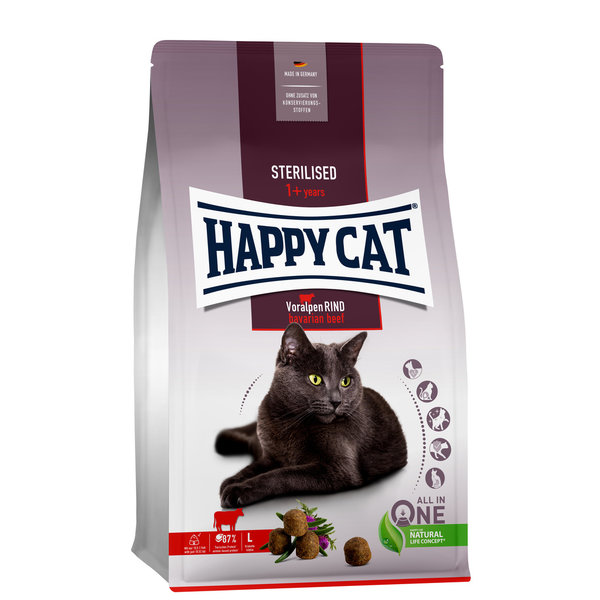 Happy Cat Happy Cat –  Droogvoer Kat – 4kg – Kattenbrokken – Sterilised – Rund – Adult