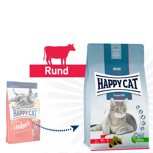 Happy Cat Happy Cat - Indoor kattenvoer - Rund - 300 gram - Adult