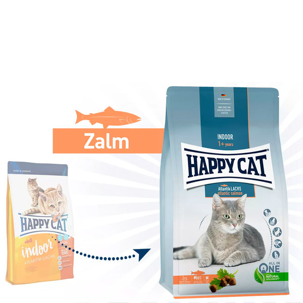 Happy Cat Indoor Kattenvoer Adult Atlantische Zalm 4kg