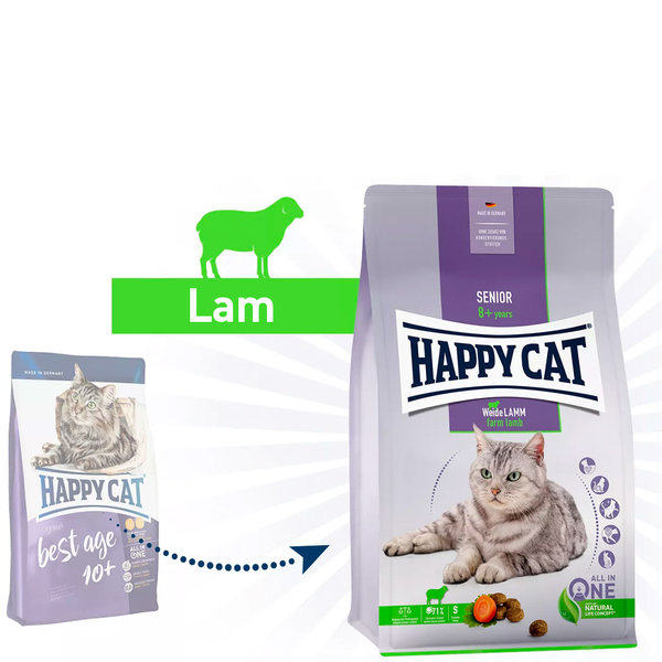 Happy Cat Happy Cat - Droog kattenvoer - Brokken - Lam - 300 gram - Senior