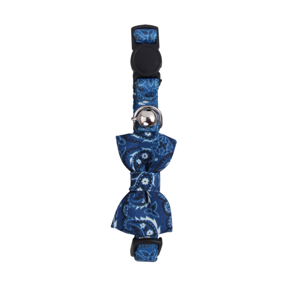 Pawise halsband met strikje - blauw
