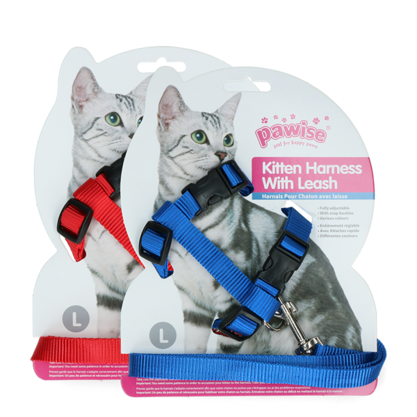 Pawise Pawise Kitten Harness  Leash-Red/Blue