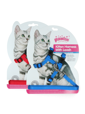 Pawise Pawise Kitten Harness Leash-Red/Blue